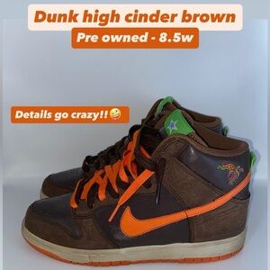 Brown and Orange High-Top Sneakers